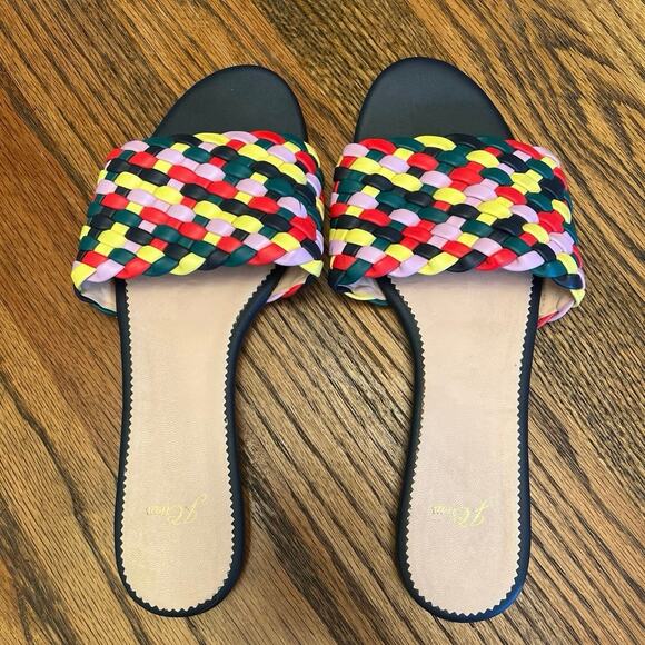 J. Crew Multicolor Woven Slide Sandals Size 7 - Picture 1 of 2